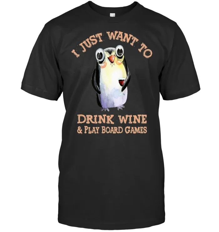Penguin tshirt to drink wine and play board games in.png