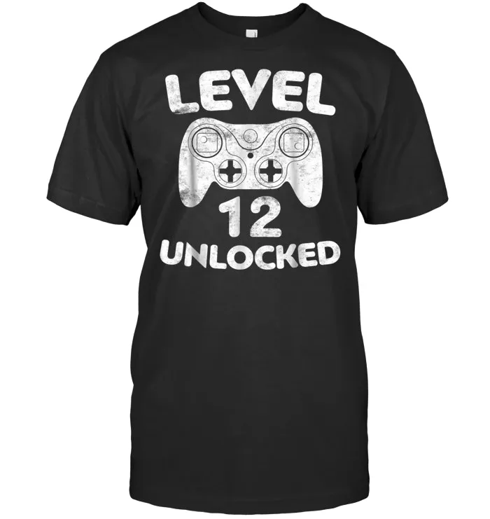 Level 12 Unlocked T Shirt 12th Video Gamer Birthday Gift