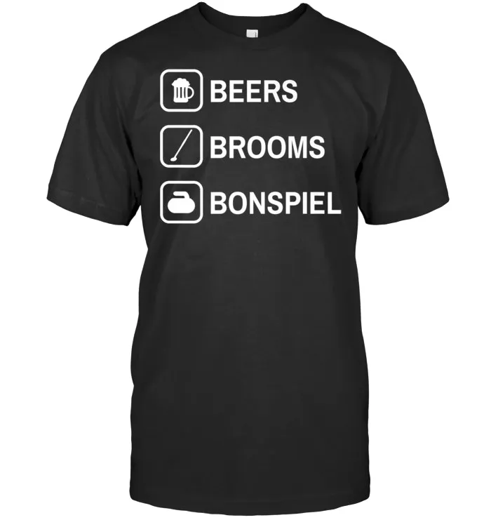 Beers Brooms Bonspiel Icon Curling Funny Graphic T Shirt