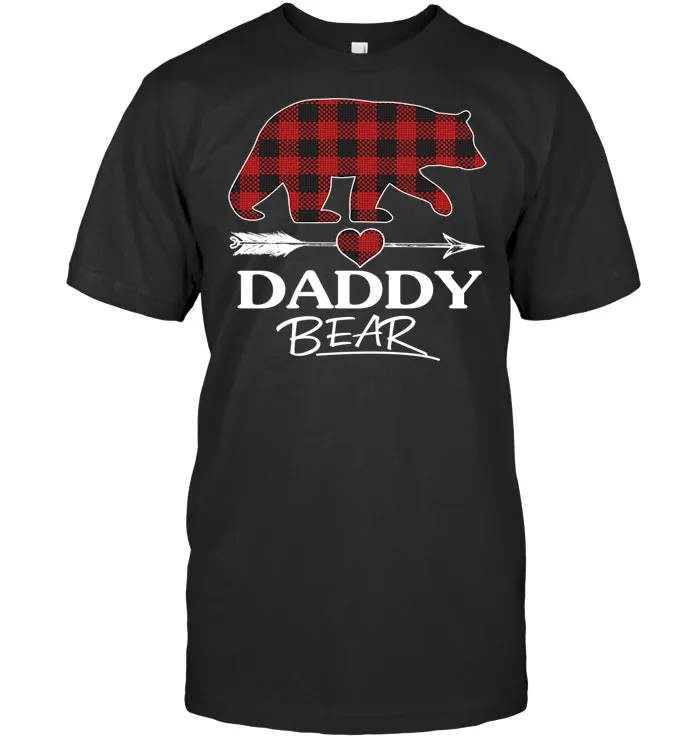 Daddy Bear Red Plaid Buffalo Matching Family Pajama Shirt