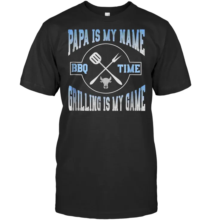 Fathers Day Shirts Papa Funny Grill Game Gift BBQ Tshirt