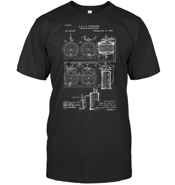 Craft Beer Brewing T Shirt Classic Vintage Patent Print 1893