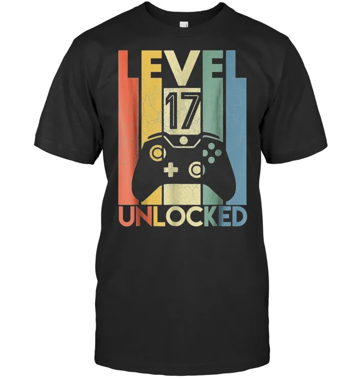 Level 17 Unlocked Shirt Funny Video Gamer 17th Birthday Gift