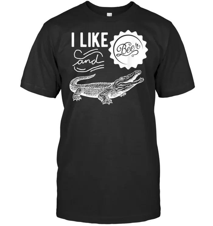 I Like Beer and crocodile t shirts for men,women   Alligator