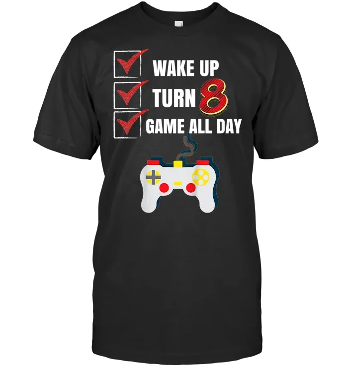 Kids 8 Yr Old Boy Game All Day Gamer Birthday Party Shirt Outfit