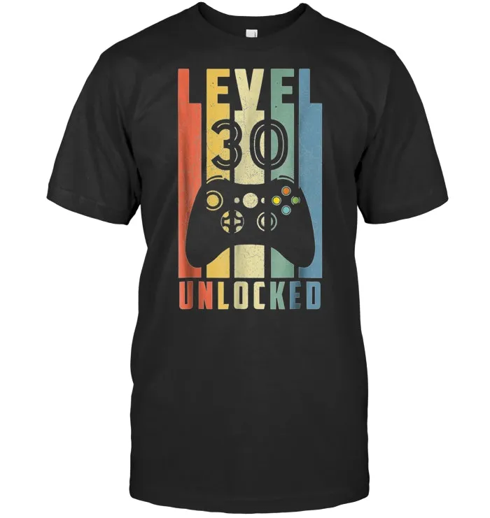Level 30 Unlocked Tshirt 30th Video Gamer Birthday Men Gifts