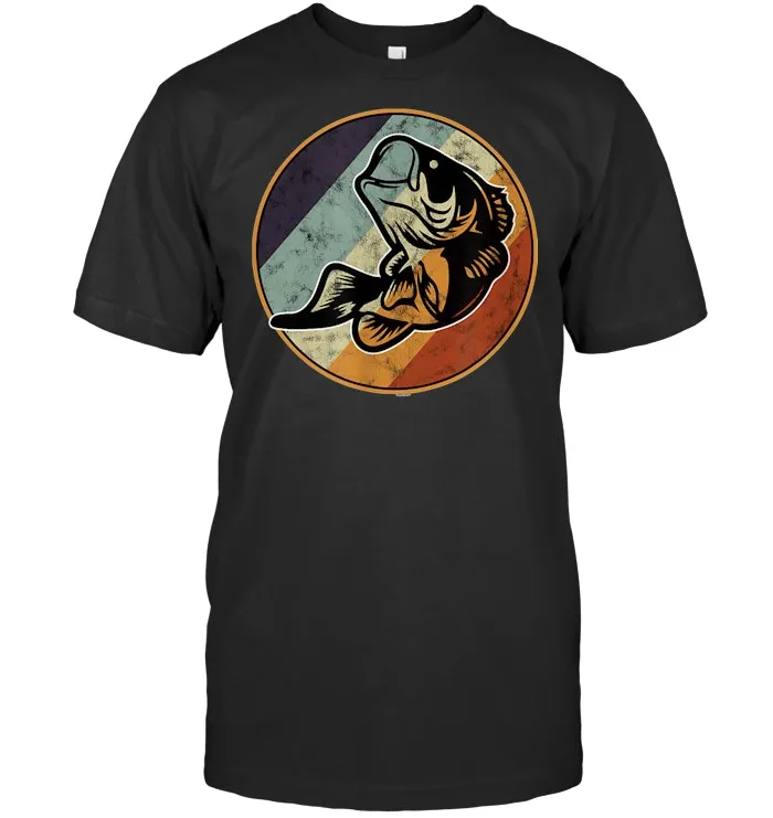 Retro Largemouth Graphic Art Bass Fishing T Shirt