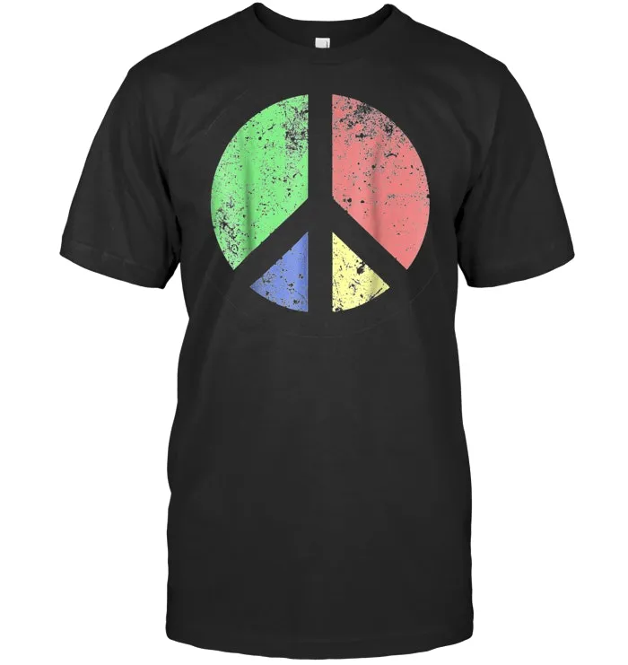 Retro Inverse Peace Sign Hippie Symbol Shirt 1960s 1970