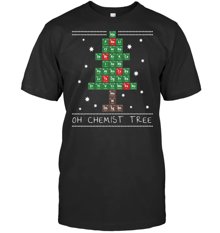 Christmas Chemistry Science Periodic Table Chemist Tree Tee
