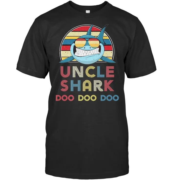 Retro Vintage Uncle Sharks Tshirt gift for Mens