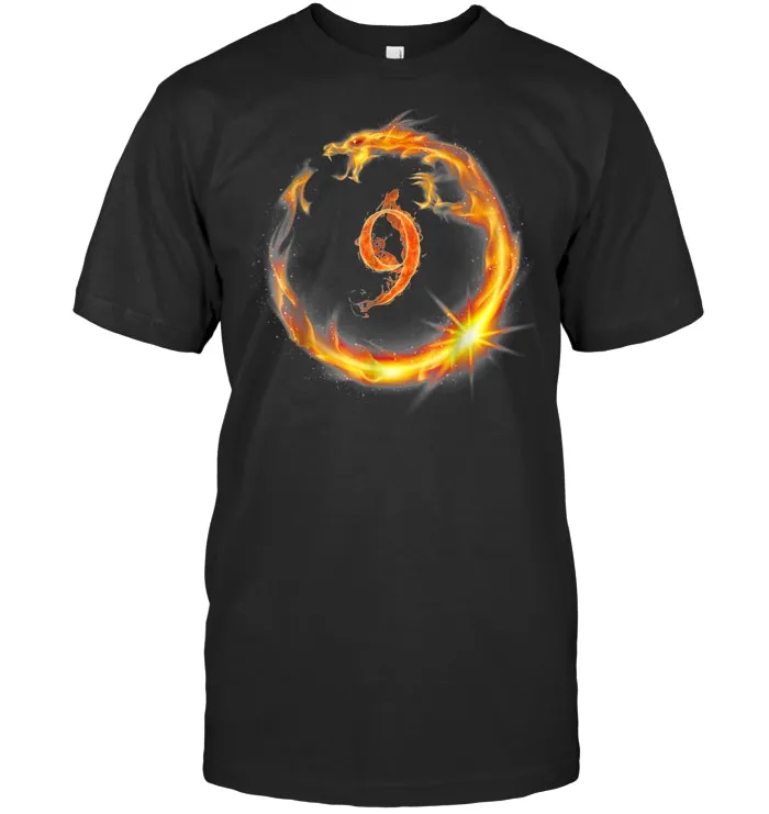 Dragon With Fire 9th Birthday 9 Year Old Gifts TShirt