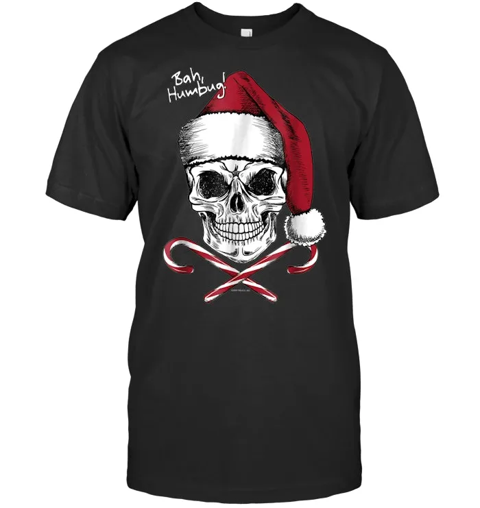 Skull Bah Humbug Christmas Funny Santa T shirt