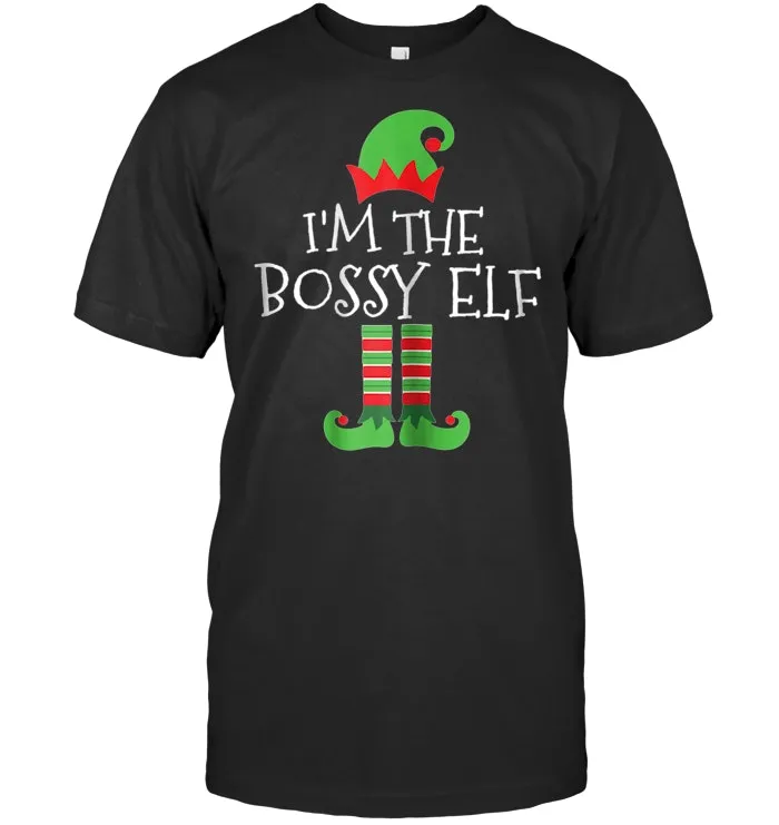 I'm The Bossy Elf Matching Family Group Christmas T Shirt