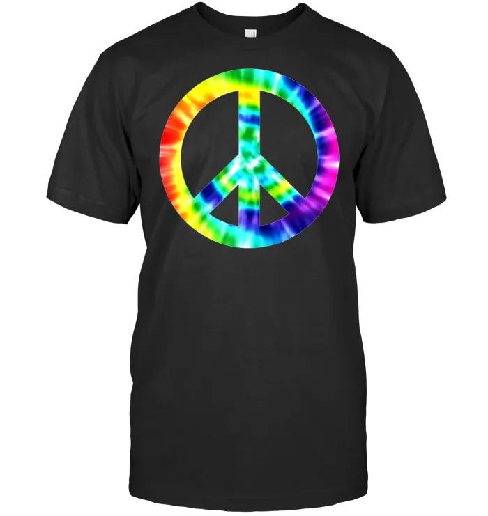 Hippy Peace Sign T Shirt Tie Dye Retro Hippie