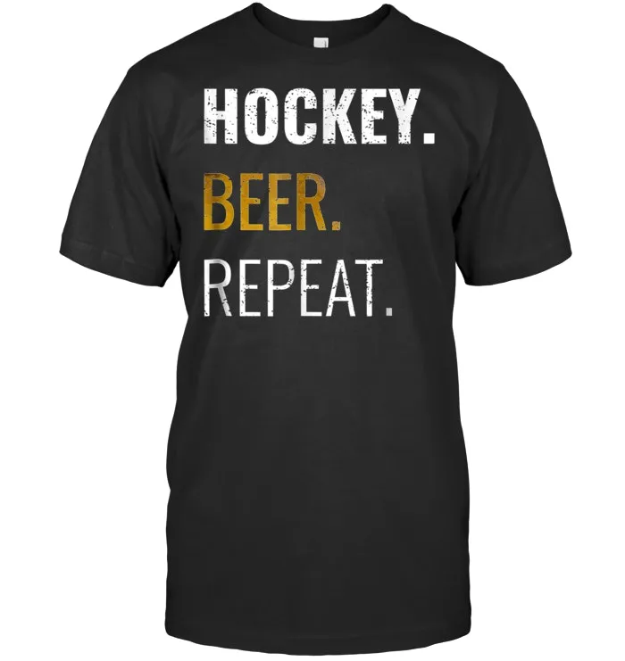 Hockey Beer Repeat Shirt, Funny Ice Hockey Tee