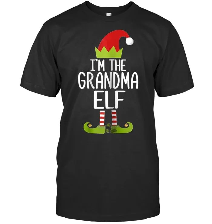 Womens I'm The Grandma Elf Shirt Matching Christmas Family Tshirts