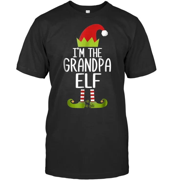 Mens I'm The Grandpa Elf Shirt Matching Christmas Family Tshirts