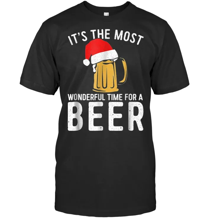 Most Wonderful Time for Beer Shirt Christmas Santa Hat Gift