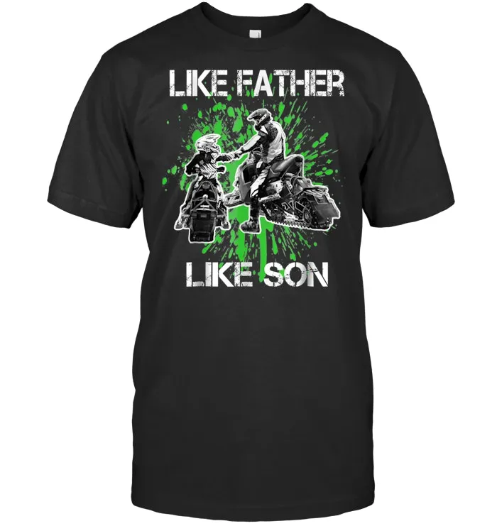 Snowmobile Father Like Son Snowcross Christmas Gift Shirt