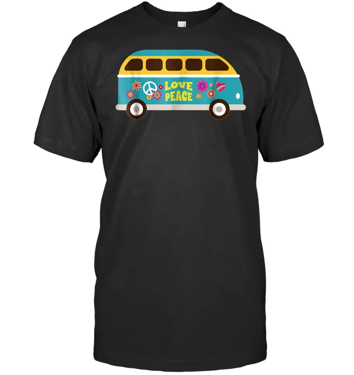 Vintage Retro 60s Hippie Love Peace Van Life T Shirt & Gift