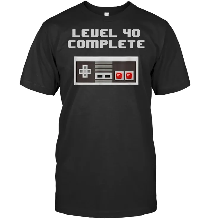 Level 40 Complete retro video games 40th Birthday Fun TShirt