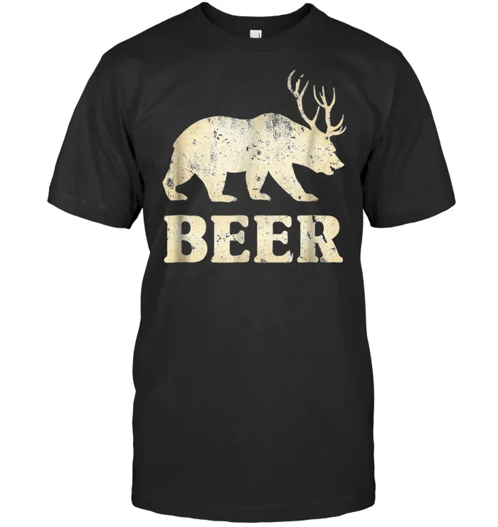 Vintage Bear Deer Funny Beer T Shirt