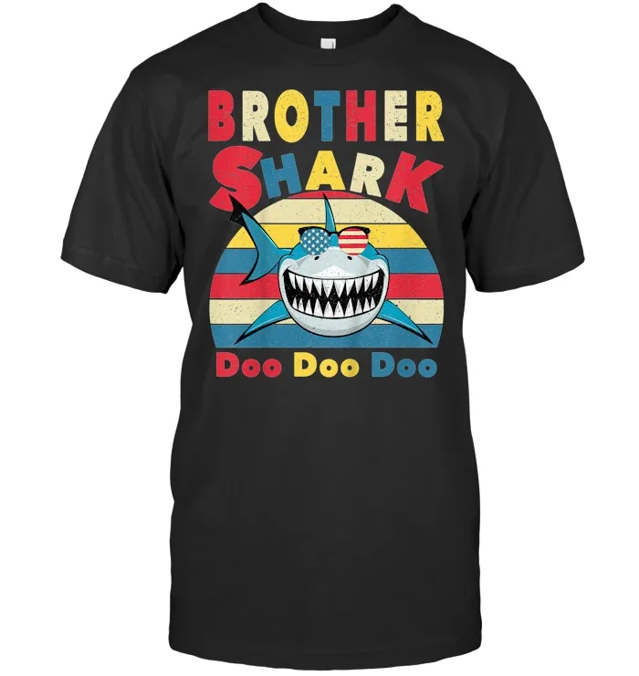 Kids Retro Vintage Brother Shark Shirt Gift for Kids Boys