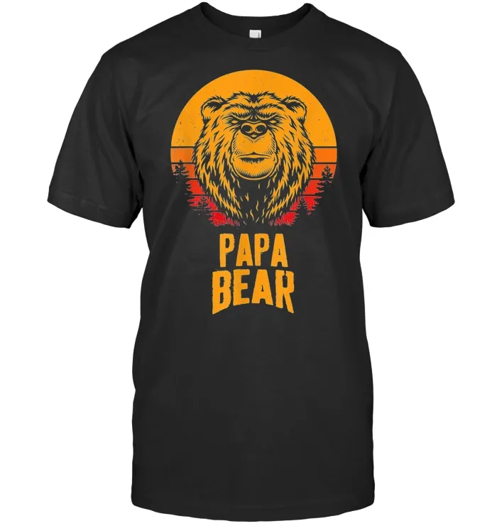 Mens Papa Bear T Shirt Funny Fathers Day Shirt Vintage Retro Gift