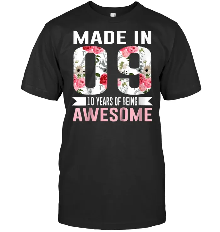 10 Year Old Birthday Girl Born in 2009 10th Birthday Shirt