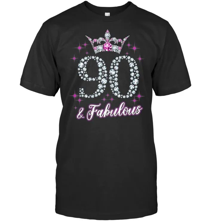 Womens 90 And Fabulous 1929 90Th Birthday Gift T Shirt