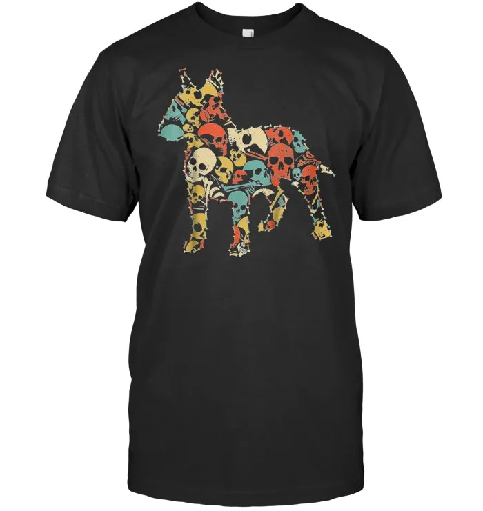 BULL TERRIER T shirt Skeleton Skull Vintage Retro