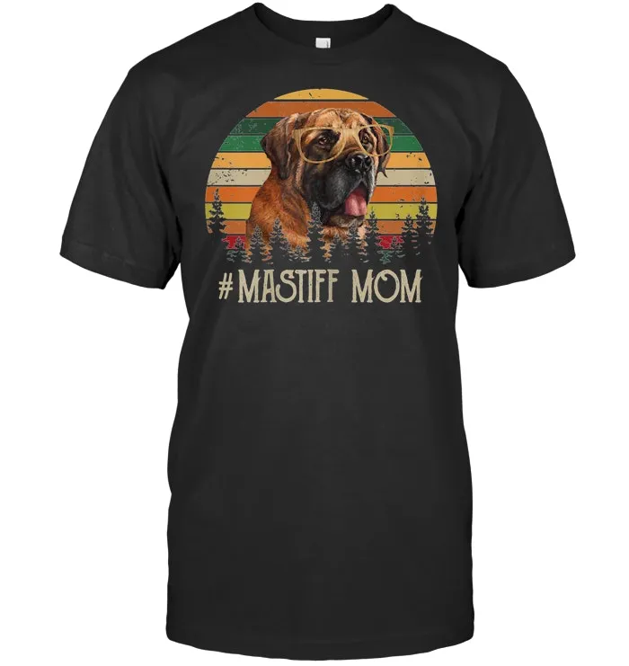 Womens Retro Vintage #English Mastiff Mom Tshirt Dog Lover Gifts