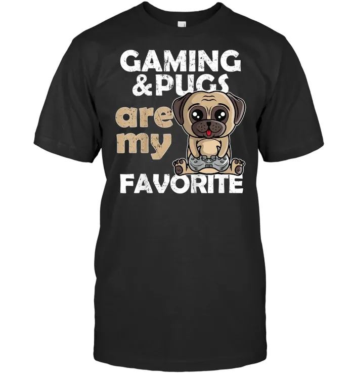 Gaming Pugs Are My Favorite Gamer Tee Boys Girls T Shirt