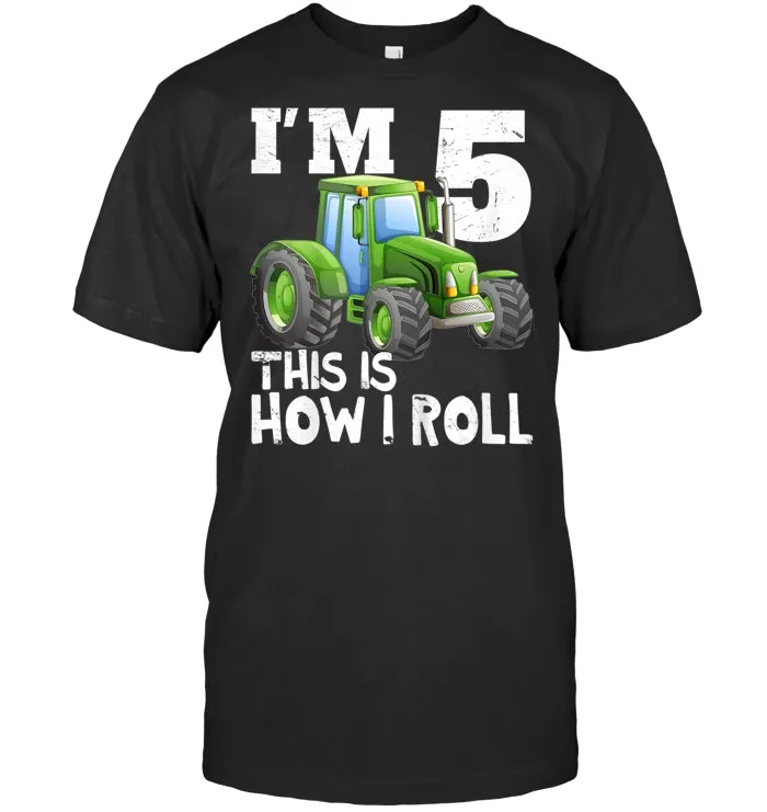 Kids Kids Farm Tractor 5th Birthday Party Shirt 5 Years Old