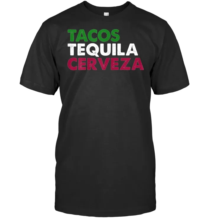 TACOS TEQUILA CERVEZA Funny Taco Beer Lover T Shirt Gift