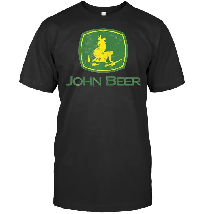 Vintage Distressed Tractor Funny John Beer Deer T Shirt