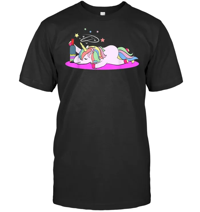 Funny drunken Unicorn Party Rainbow Wine Beer T Shirt