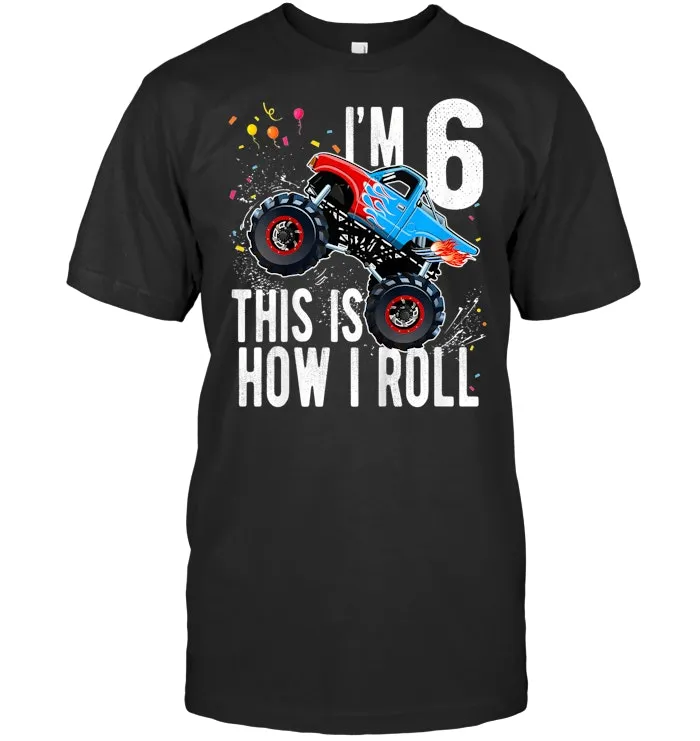 Kids 6 Year Old Shirt 6th Birthday Boy Monster Truck Car T Shirt
