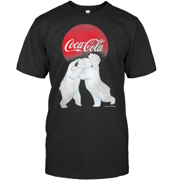 Coca Cola Vintage Christmas Polar Bear Hug Graphic T Shirt