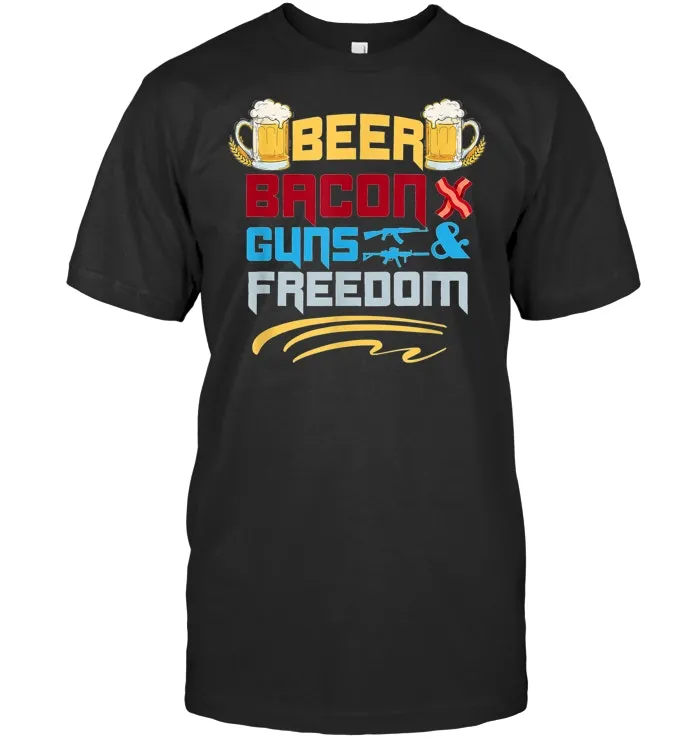 Beer T Shirt Gift Bacon T Shirt Gun Shirt Beer Bacon Guns