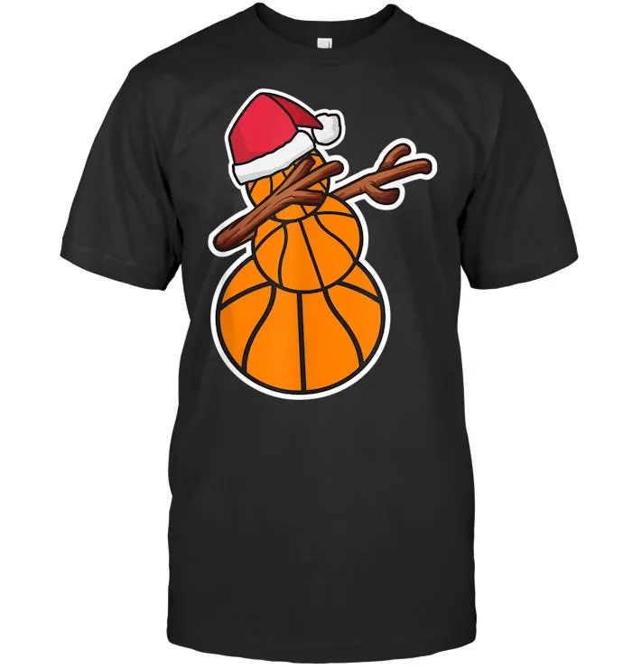 Dabbing Snowman T Shirt Basketball Christmas Pajama Tee