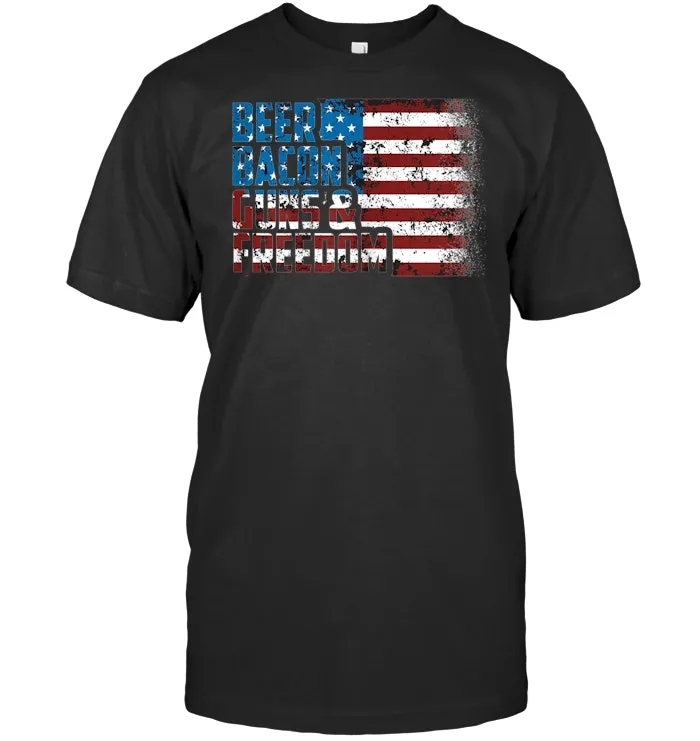 Beer Bacon Guns And Freedom Shirt USA Flag T Shirt