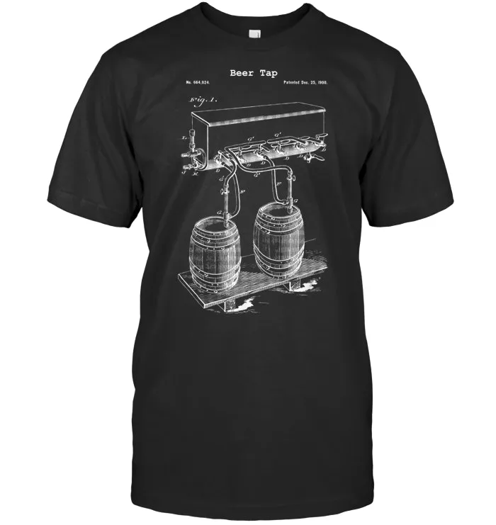 Vintage Beer Tap Blueprint Shirt   Craft Brewing Brewery Tee