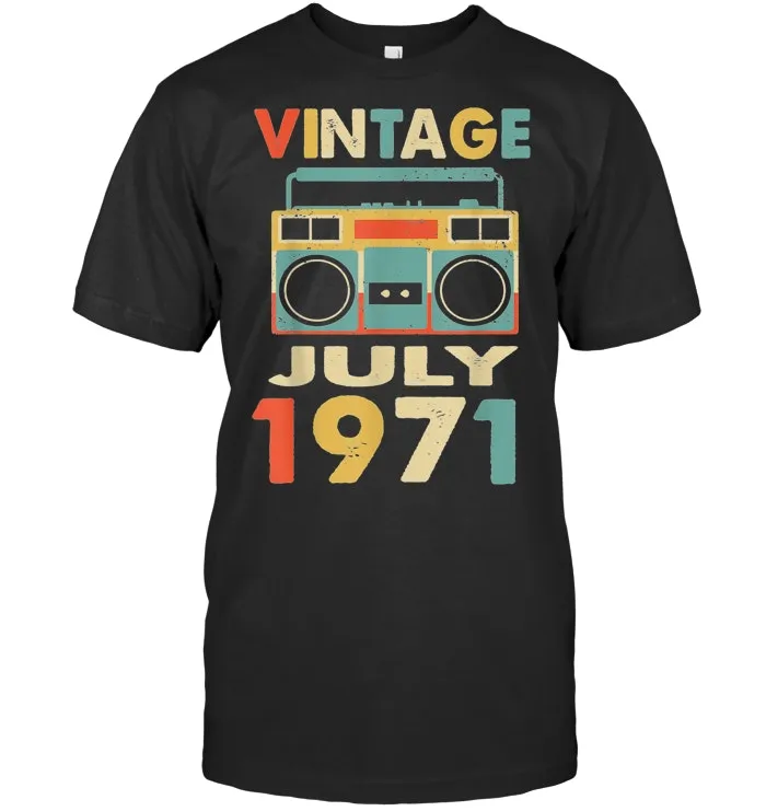 Vintage July 1971 Tshirt Retro 48th Birthday Gifts