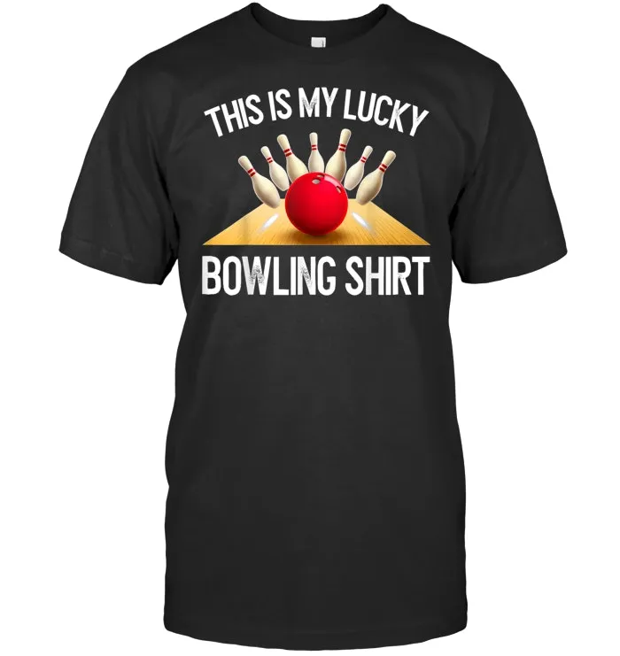 Funny LUCKY BOWLING T Shirt Team Vintage Retro Gift Tee