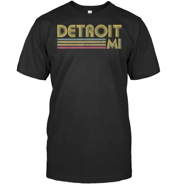 Detroit Michigan MI Retro Vintage 60's 70's 80's Tee Shirt