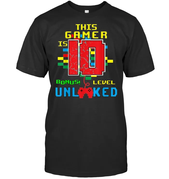 10th Birthday Shirt Video Game unlocked Level 10 year old