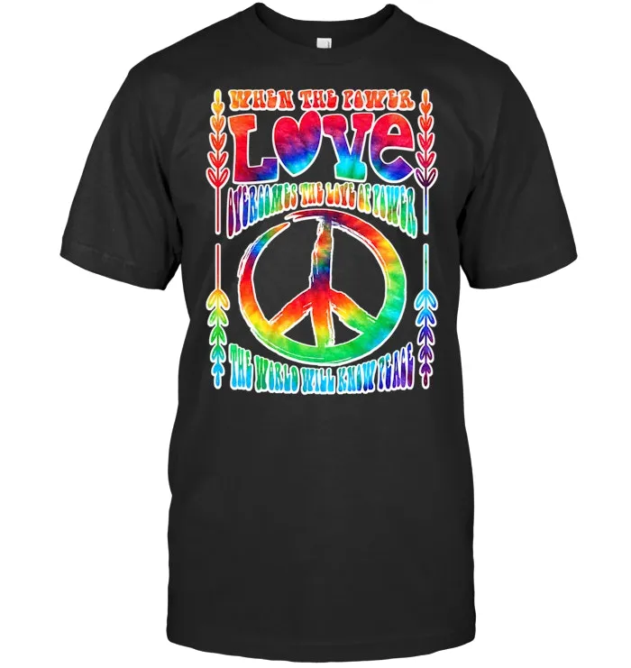 Love Peace T Shirt Hippie Retro 60s 70s Groovy Bohemian Tee