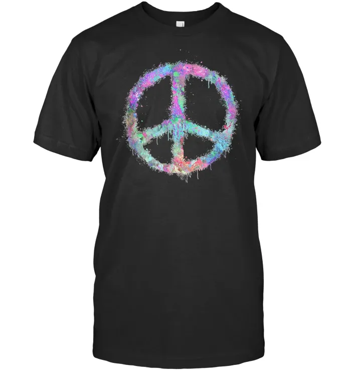 Retro Groovy Painted Peace Symbol Tee