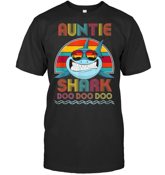 Retro Vintage Auntie Shark Tshirt Funny Gifts Family